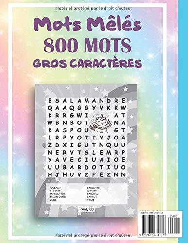 Mots Mêlés Licornes: Enfants 7 à 10 Ans Gros Caractères Thème Nature et Animaux avec Dessins Licornes. Cadeau à Offrir. Fabriqué en France.