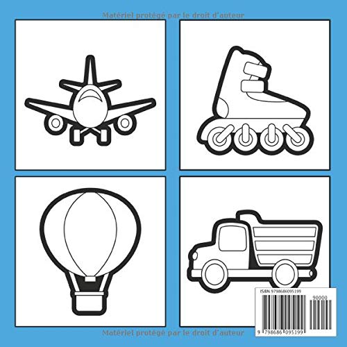 Coloriages sans dépasser : les transports - 33 dessins avec contours très épais : Cahier pour apprendre à colorier sans déborder - 68 pages Format 21,5 x 21,5 cm