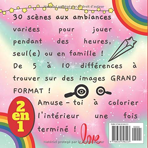 Trouve les Différences - 30 JEUX LICORNE Dès 5 ans - Jeu des différences - Livre de jeux pour enfant, cahier d'activités - 92 pages Format 21,5 x 21,5 cm