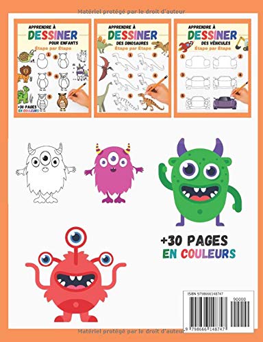 Apprendre à dessiner des Monstres rigolos Étape par Étape : des monstres à reproduire et colorier - 34 pages - 18 x 25 cm