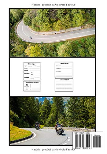 Mon road trip en moto : Carnet pour les amateurs de balade à moto - cadeau motard - 123 pages - 18 x 25 cm