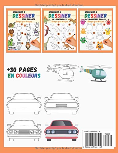 Apprendre à dessiner des Véhicules Étape par Étape : des véhicules à reproduire et colorier - livre de dessin - 31 pages Format 18 x 25 cm