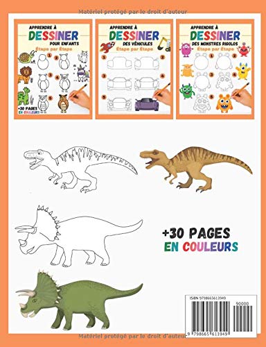 Apprendre à dessiner des Dinosaures Étape par Étape : 34 pages - 18 x 25 cm
