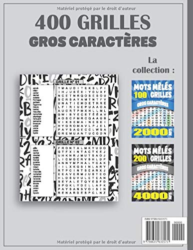 Mots mêles Adultes Gros Caractères 400 Grilles 8000 Mots Avec Solutions Grand Format A4 - 239 pages