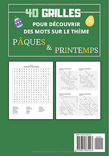 Mots Mêlés Pâques & Printemps - Gros Caractères : Carnet de Mots Cachés - 17,78 x 25,4 cm - 40 grilles & 600 mots (52 pages)
