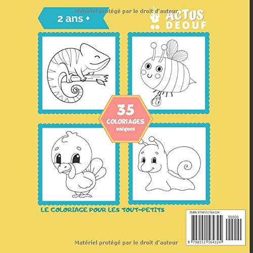 Mon premier livre de coloriage : Les animaux mignons pour enfant dès 2 ans - 71 pages Format 21,5 x 21,5 cm