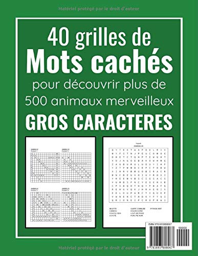 Animaux Mots Mêlés : Mots cachés Adultes sur les Animaux (avec Solutions) - Découvrez plus de 500 espèces animales - 51 pages Format A4