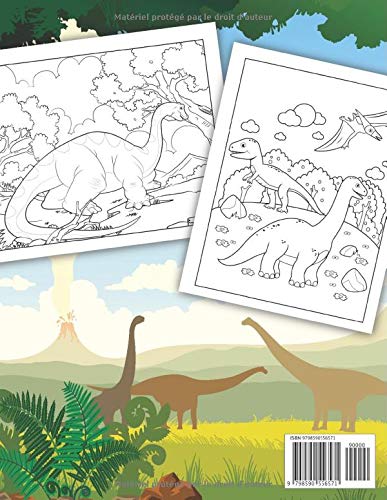 Dinosaures Livre de coloriage : Cahier de coloriage de dinosaures pour les enfants de 4 5 6 7 8 ans - 65 pages format A4