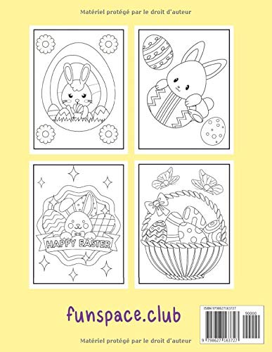 Livre de coloriage de Pâques pour les enfants de 2 à 6 ans pour colorier sans déborder - 60 pages Format A4