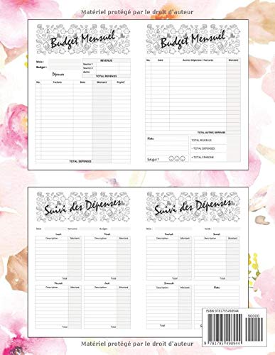 Livre budget familial 2021 - Carnet Budgétaire - A4 - 145 pages - Couverture Fleurie