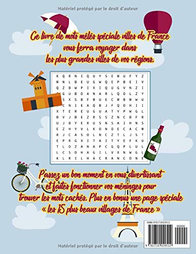 Mots mêlés Spéciale Villes de France 1 page spéciale "Les 15 plus beaux villages de France”: Mots cachés pour Adultes - 35 pages Format A4