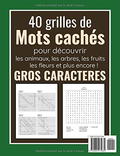 Mots mêlés Adultes sur la Nature (avec Solutions) - Découvrez les animaux, fleurs, arbres, fruits, poissons, plantes, et plus encore - Gros caractères, 51 pages Format A4