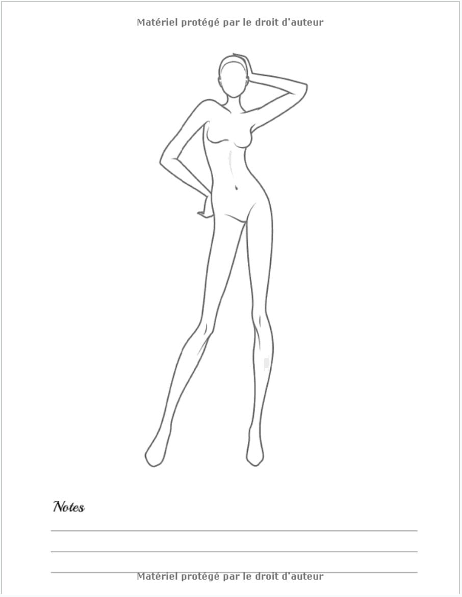 Carnet de croquis pour les stylistes : GRAND FORMAT 50 pages de silhouettes pour dessiner les vêtements - 102 pages Format A4
