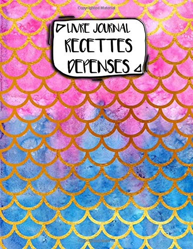 Livre Journal Recettes Dépenses: A4 - 106 pages - Ecailles poisson - Rose Bleu Gold