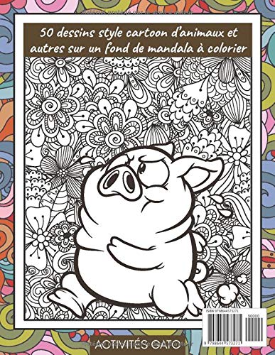 Livre de Coloriage Adulte Mandala Anti stress : Mandala adulte à colorier Avec Animaux drôles - 110 pages Format A4