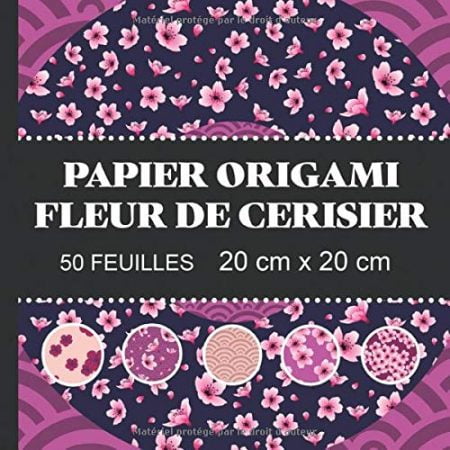 PAPIER ORIGAMI FLEUR DE CERISIER 50 FEUILLES 20 cm X 20 cm : 100 pages Format 21,5 x 21,5 cm