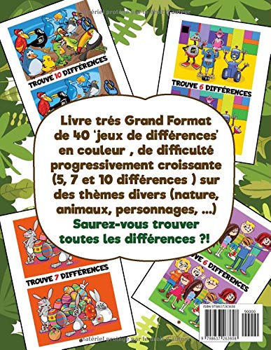 Jeux des différences 5 ans + Cherche les differences pour enfants de 5, 6, 7 ans et plus ! 44 pages Format A4