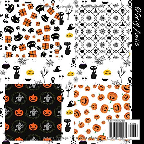 Papier Origami Halloween : Carnet de 50 feuilles format 21 cm x 21cm (5 modèles x 10 feuilles) - Papier de qualité 90g/m²