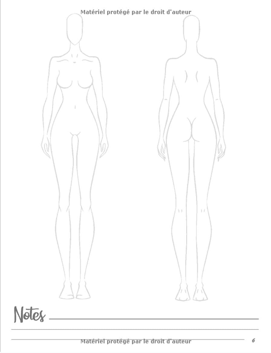 Carnet de croquis de mode +250 Figures de silhouettes de mannequins pour dessiner ses envies de vêtements - 130 pages Format A4