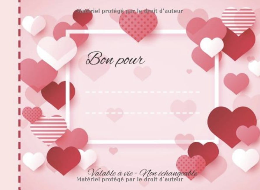 Je t'aime Carnet de 20 bons d'Amour | 20 Coupons en Couleur à personnaliser idée cadeau originale pour homme femme - 40 pages format 20 x 15 cm
