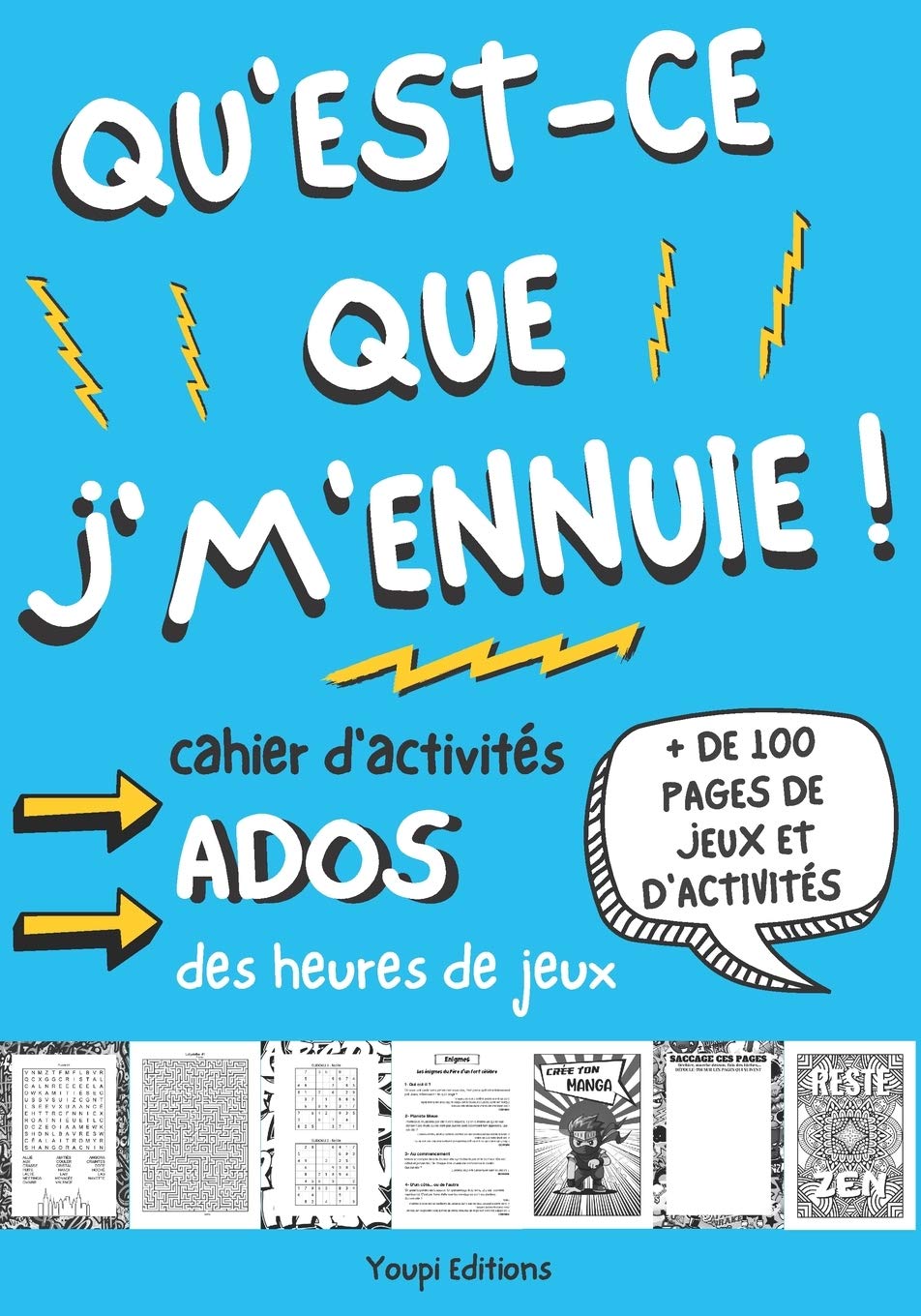 Cahier d'activités ados : livre jeu pour ado de 12-17 ans + 100 pages de jeux et d'activité - 129 pages Format 18 x 25 cm