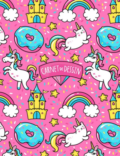 Carnet de dessin Licorne arc-en-ciel - carnet de croquis pour les enfants - 110 pages format A4