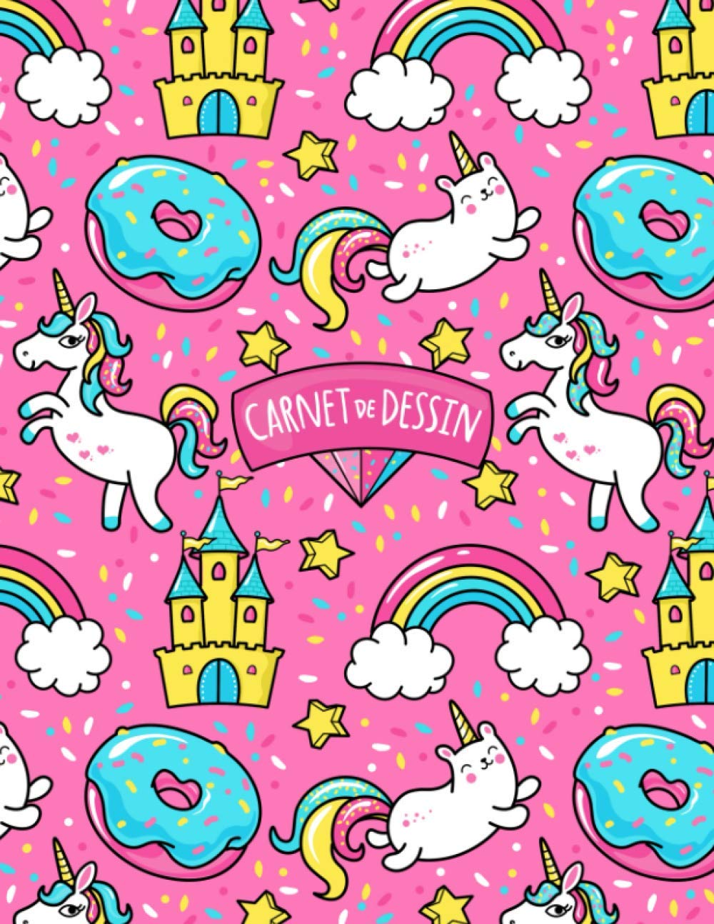 Carnet de dessin Licorne arc-en-ciel - carnet de croquis pour les enfants - 110 pages format A4