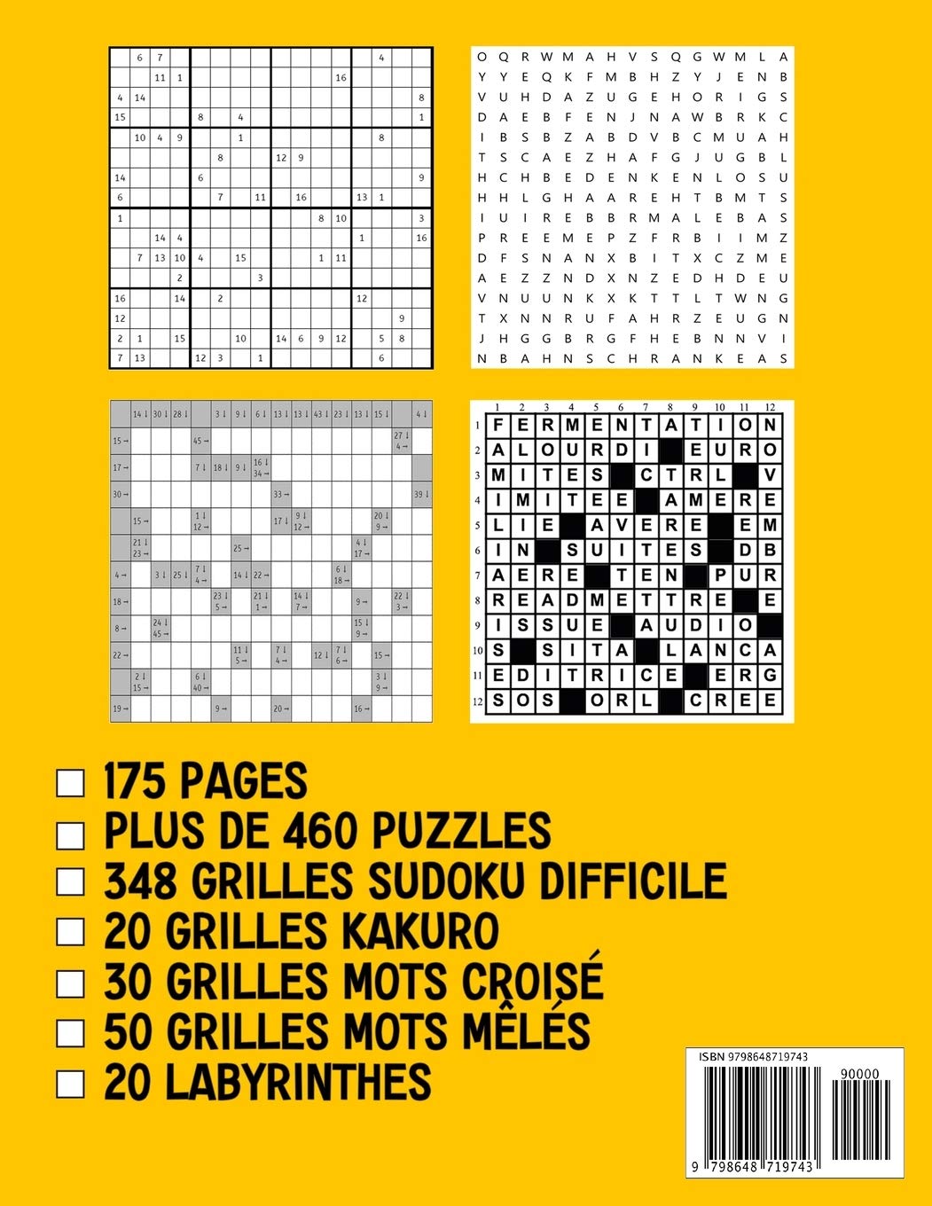 Grand Livre D'activités Pour Adultes Jeux Diabolique - Mots Croisé / Mots Mêlés / Sudoku / Labyrinthe / Kakuro - 177 pages Format A4