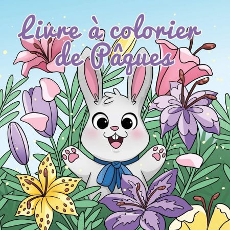 Livre à colorier de Pâques : Panier de Pâques et livres pour les enfants de 4 à 8 ans - 63 pages Format 21,5 x 21,5 cm