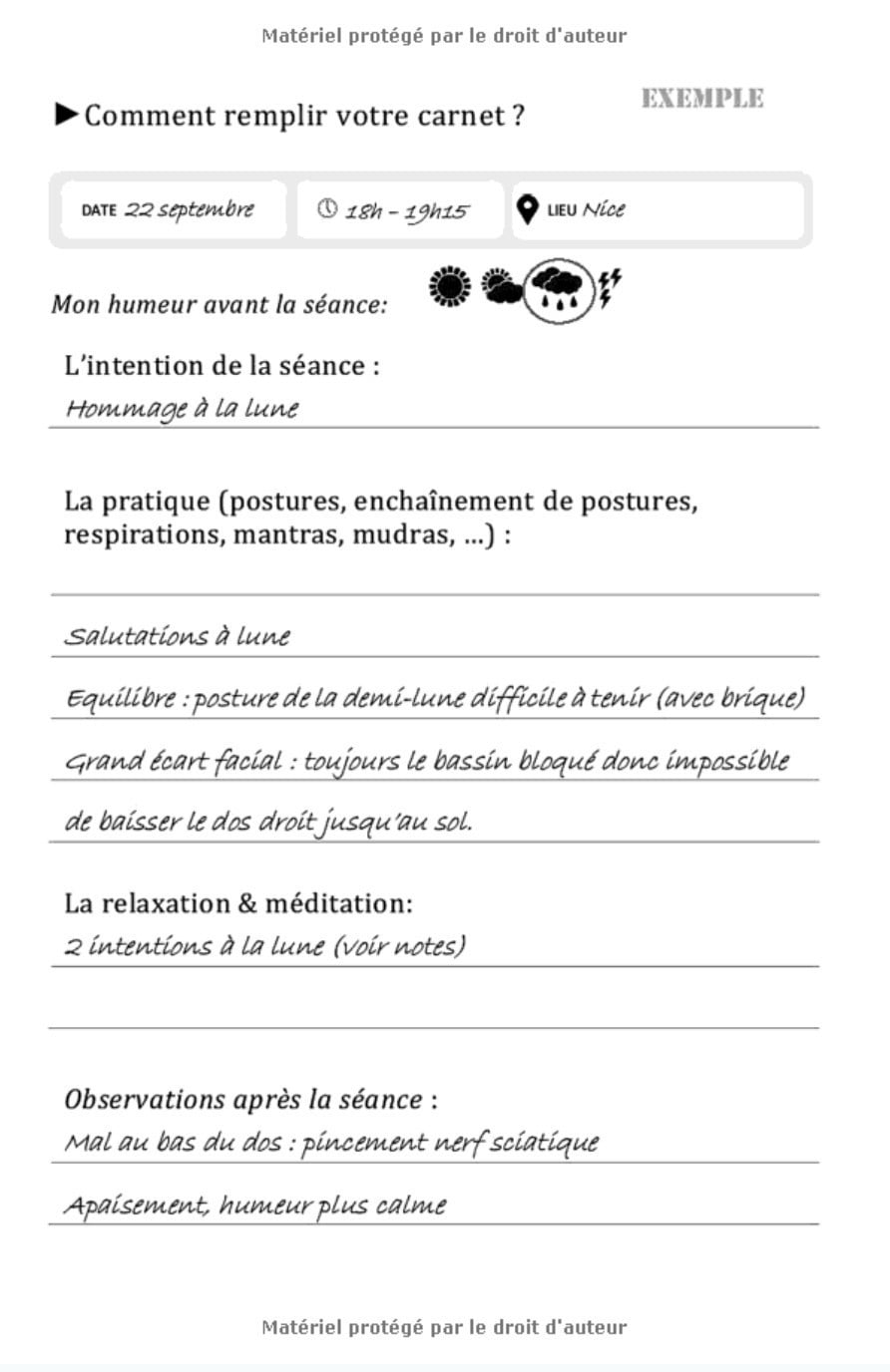 Carnet de YOGA : Mon cahier de pratique : Journal de bord à remplir pour pratiquants de yoga - 100 pages - 14 x 20 cm