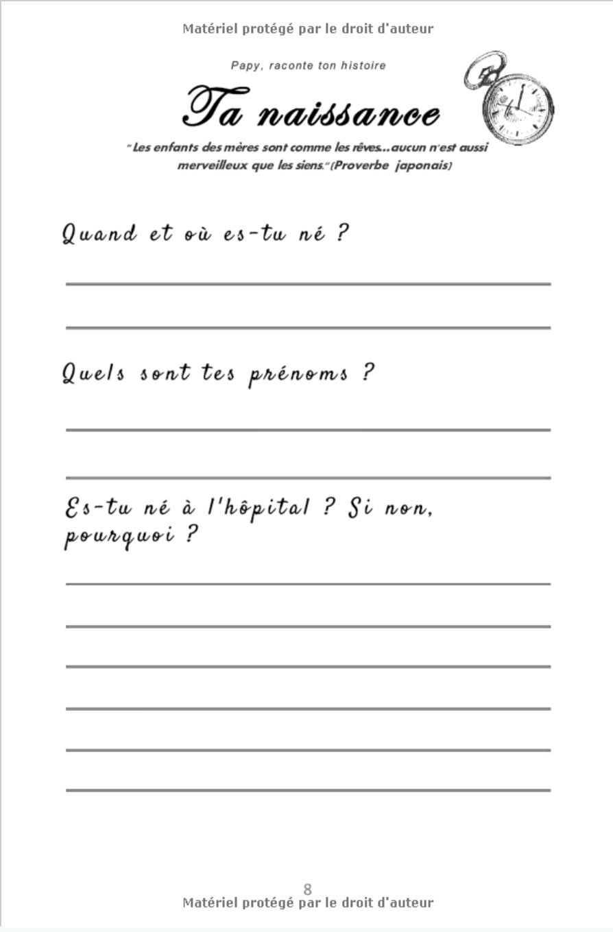 Grand père raconte ton histoire : Carnet à compléter par votre papi, 100 questions pour connaître sa vie - 110 pages Format 15 x 22 cm