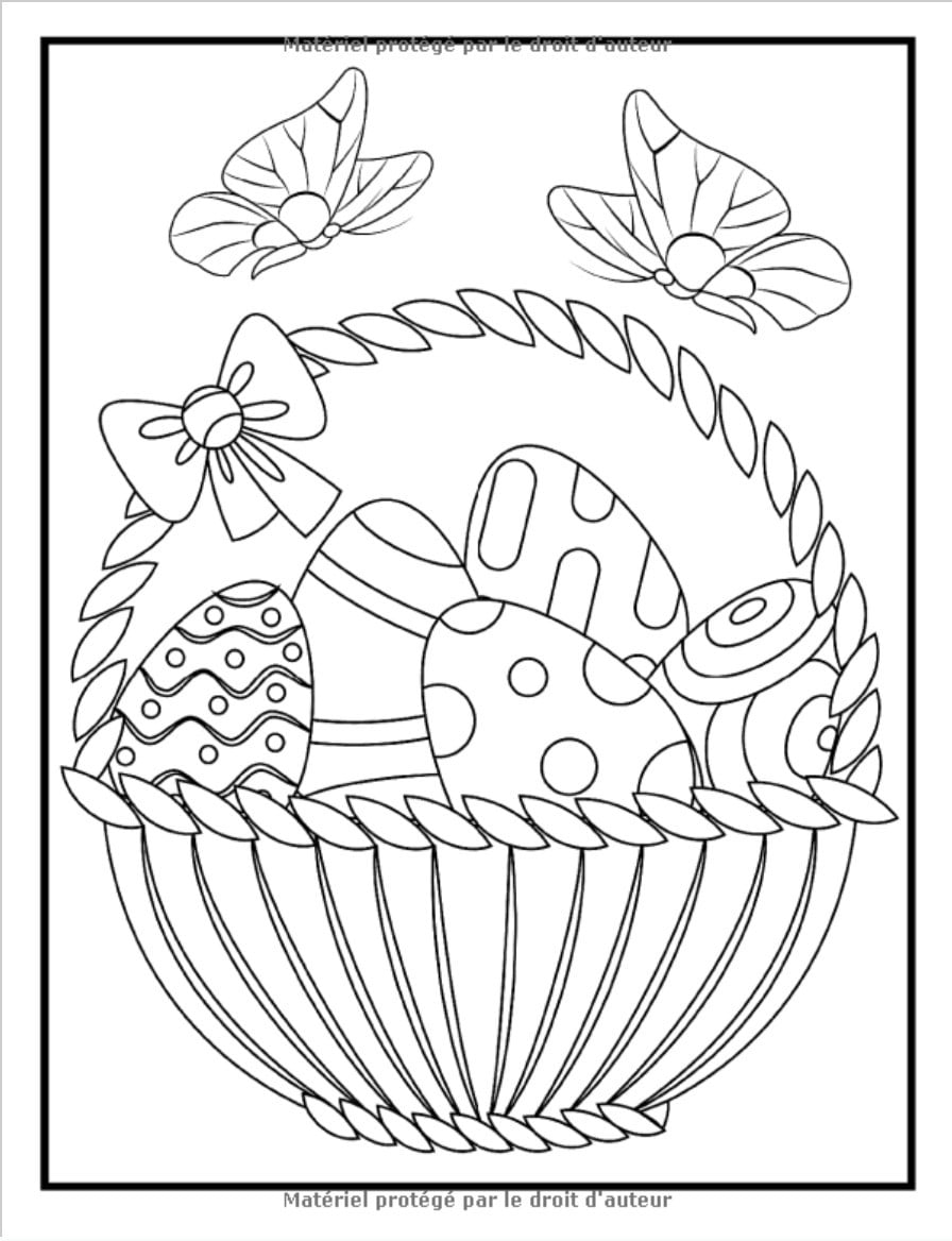 Livre de coloriage de Pâques pour les enfants de 2 à 6 ans pour colorier sans déborder - 60 pages Format A4