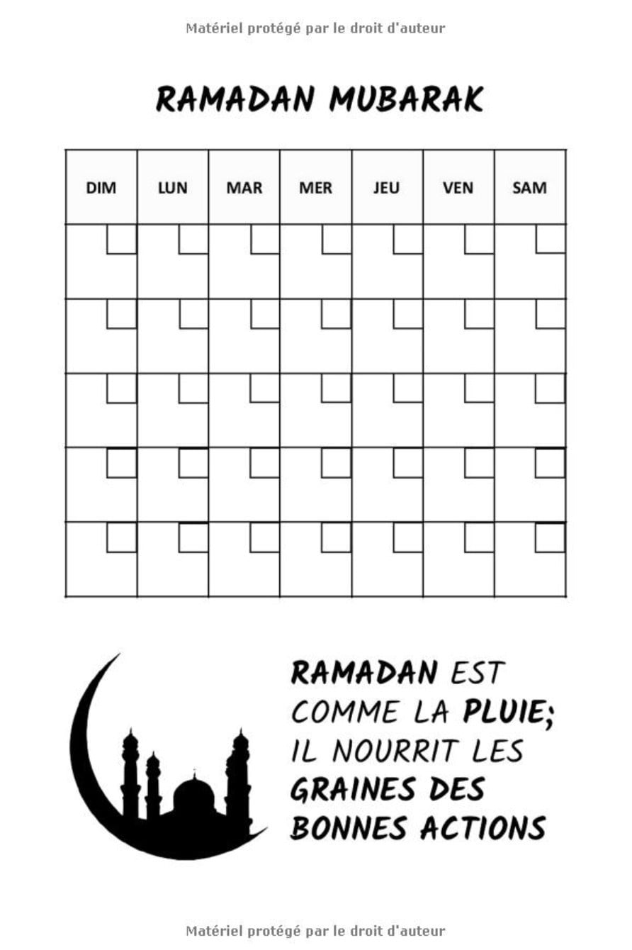 RAMADAN JOURNAL PROGRAMME CAHIER D'ACTIVITÉS : 30 JOURS DE PRIÈRE, JEÛNE, CONNAISSANCE ET RÉFLEXION - 96 pages - Format 15 x 22 cm