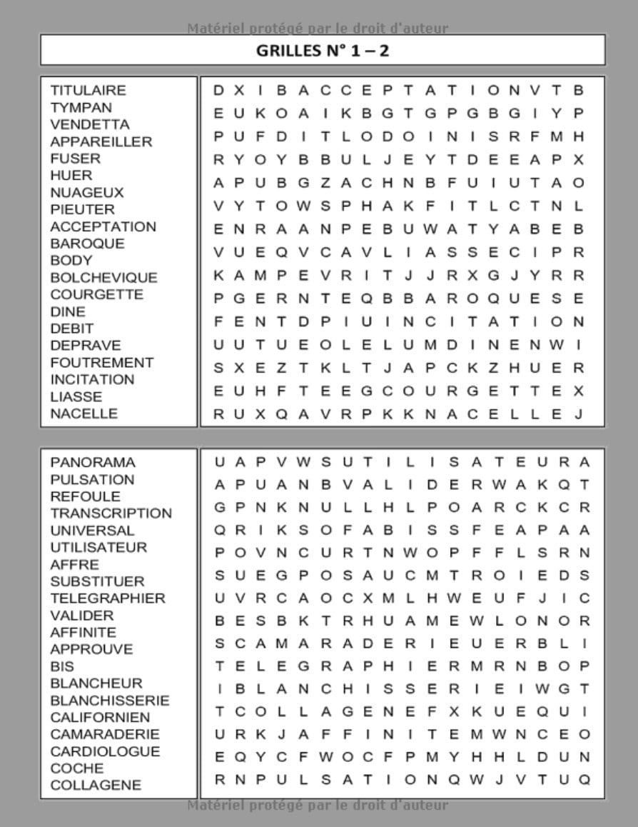 5000 Mots Mêlés : 250 grilles Gros caractères Adulte + de 60 h de jeu - 125 pages Format A4