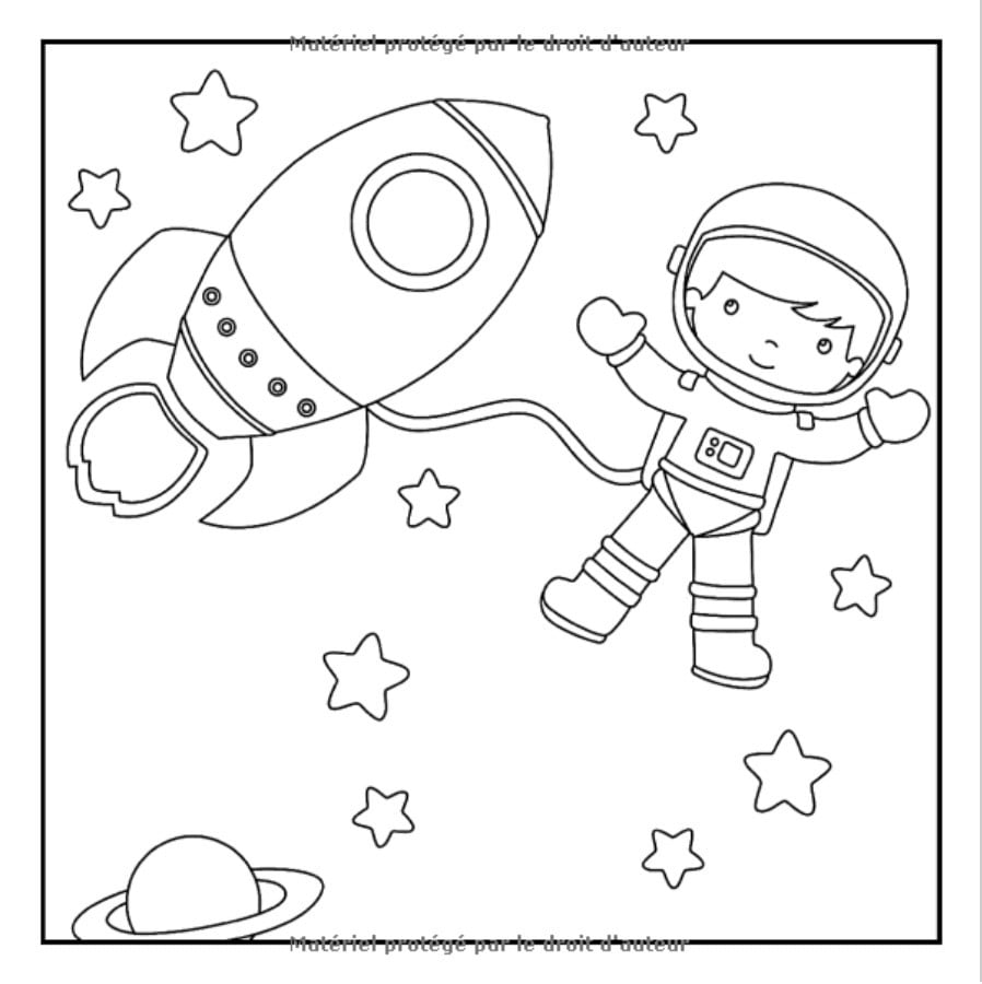Livre de Coloriage de L'espace Pour Enfants - 30 Pages de Coloriage de Planètes, D'astronautes - 60 pages Format 21,5 x 21,5 cm