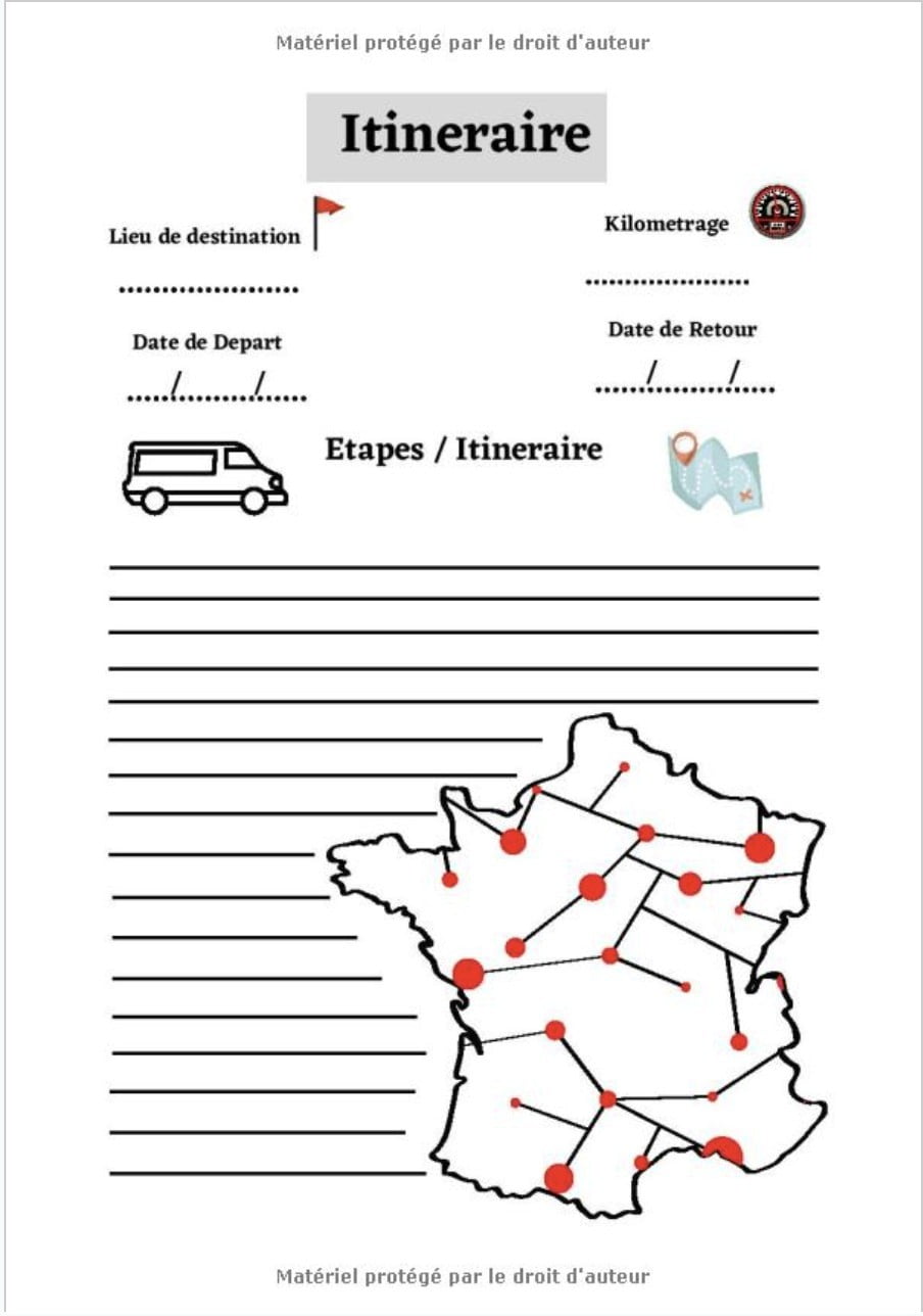 Carnet de voyage camping car : journal de bord voyage en camping car - 123 pages - Format 18 x 25 cm