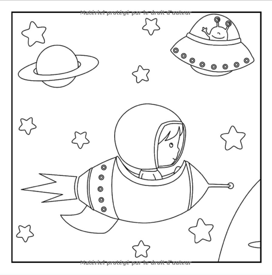 Livre de Coloriage de L'espace Pour Enfants - 30 Pages de Coloriage de Planètes, D'astronautes - 60 pages Format 21,5 x 21,5 cm