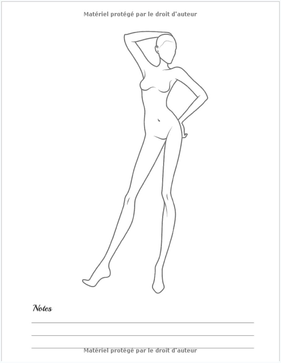 Carnet de croquis pour les stylistes : GRAND FORMAT 50 pages de silhouettes pour dessiner les vêtements - 102 pages Format A4