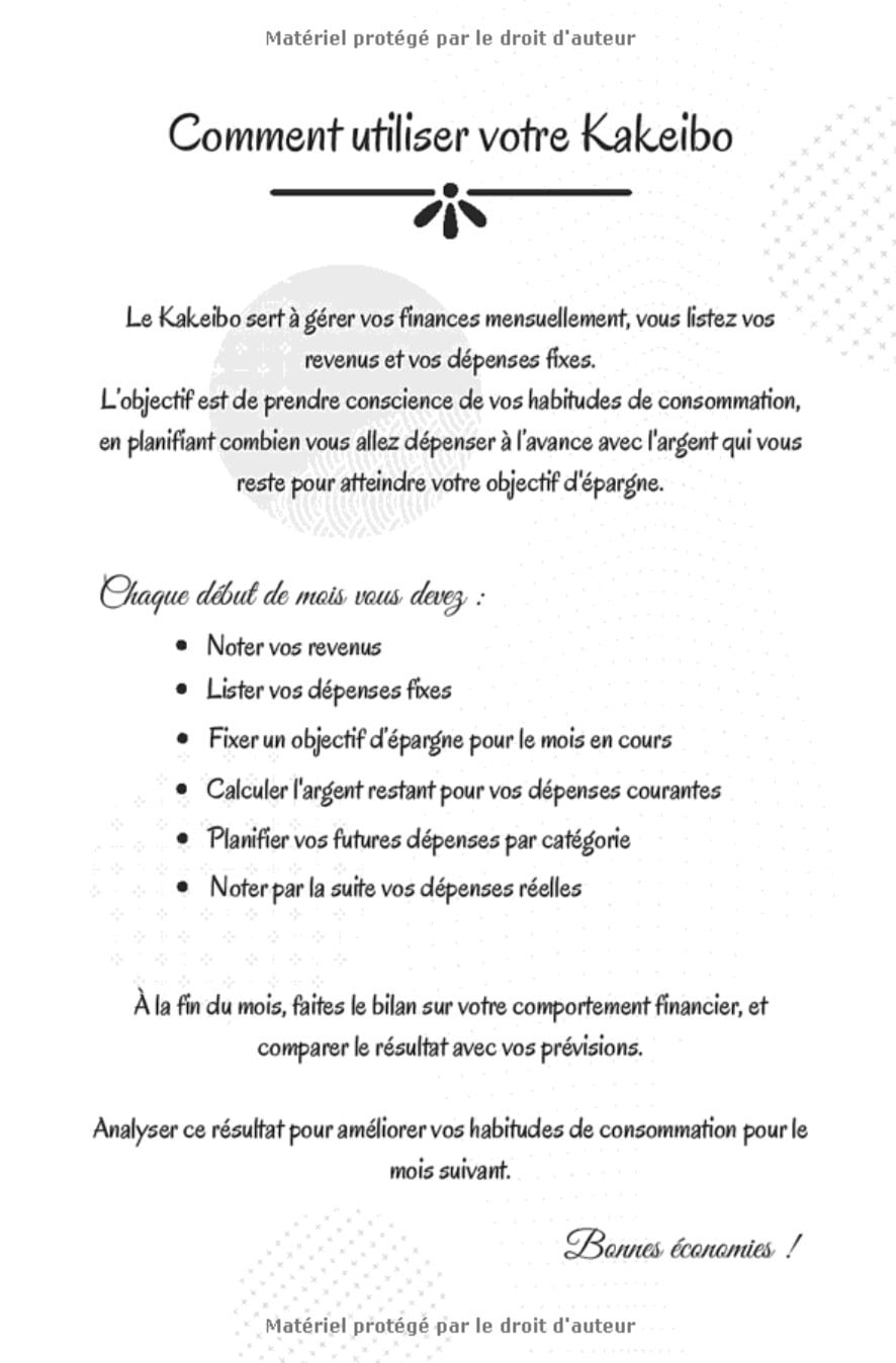 Kakeibo Carnet de Compte mensuel : Agenda pour tenir son budget mois par mois - Format 15.24 x 22.86 cm (51 pages)