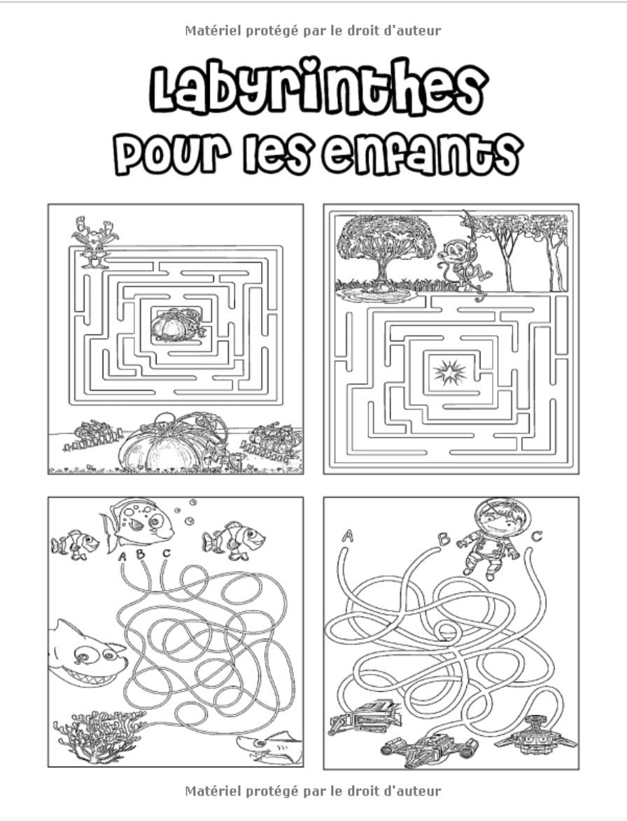 Labyrinthes pour les enfants, 4 ans et plus - livre de puzzles et activités pour les enfants - 100 pages - Format A4