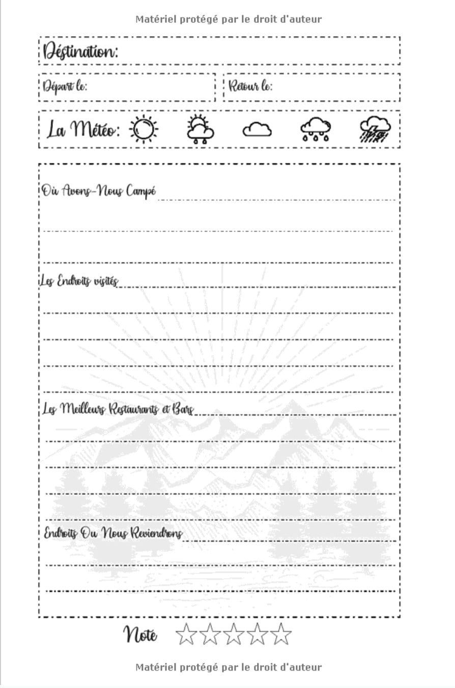 Mon Carnet De Voyage En Camping-Car : Journal de voyage a remplir pour camping-cariste, caravane van et voyage sur la route - 119 pages format 15 x 22 cm