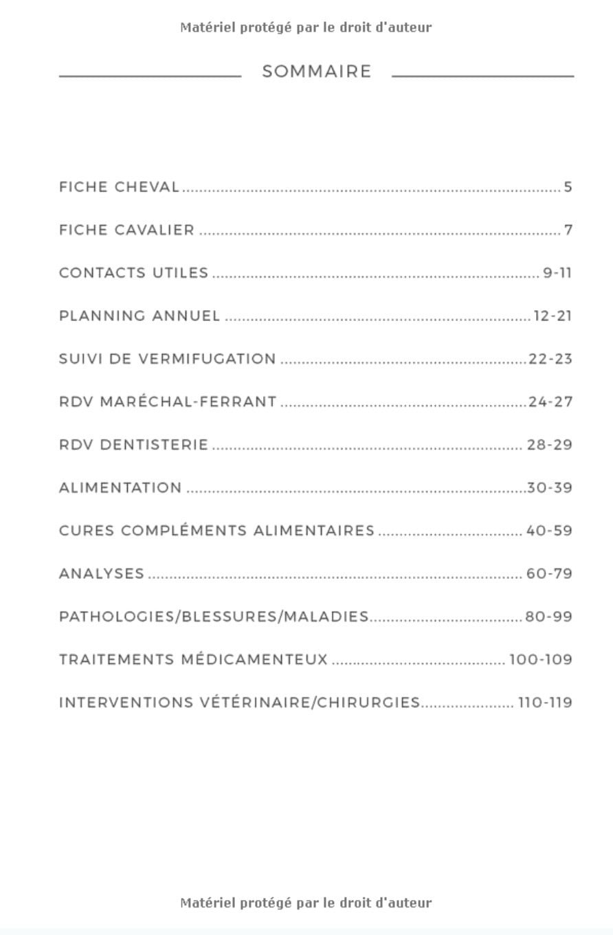 Carnet de Santé Cheval : Suivi des soins, Alimentation, Traitements et RDV - 120 pages Format 15 x 22 cm