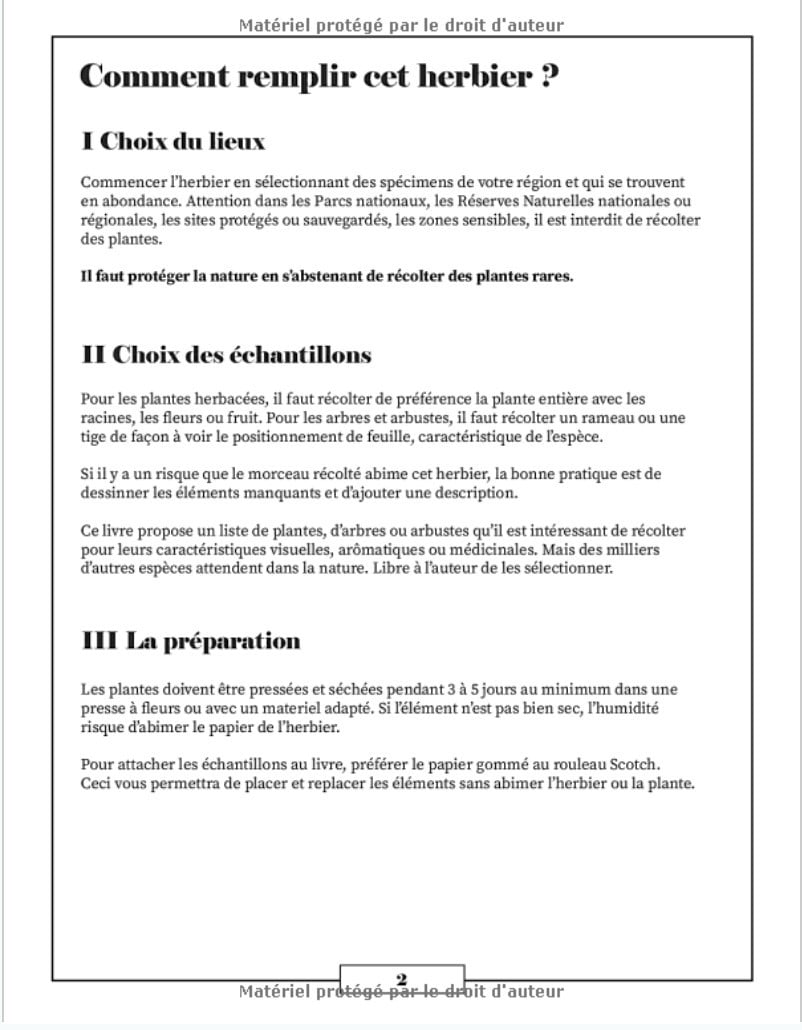 Herbier du botaniste à remplir pour récolter jusqu'à 55 spécimens - 122 pages Format A4