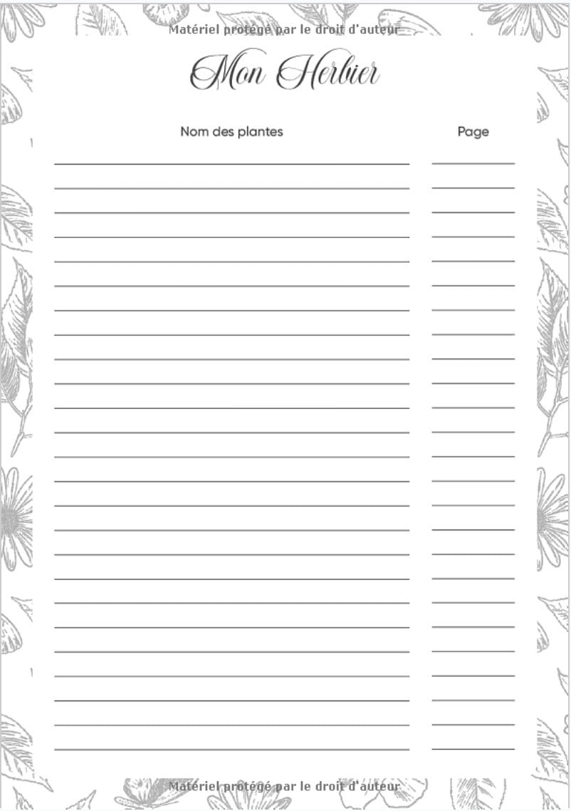 Mon Herbier Vierge à Remplir Adultes Enfants - Conserver Feuilles, Fleurs et Plantes Séchées - 107 pages Format A4