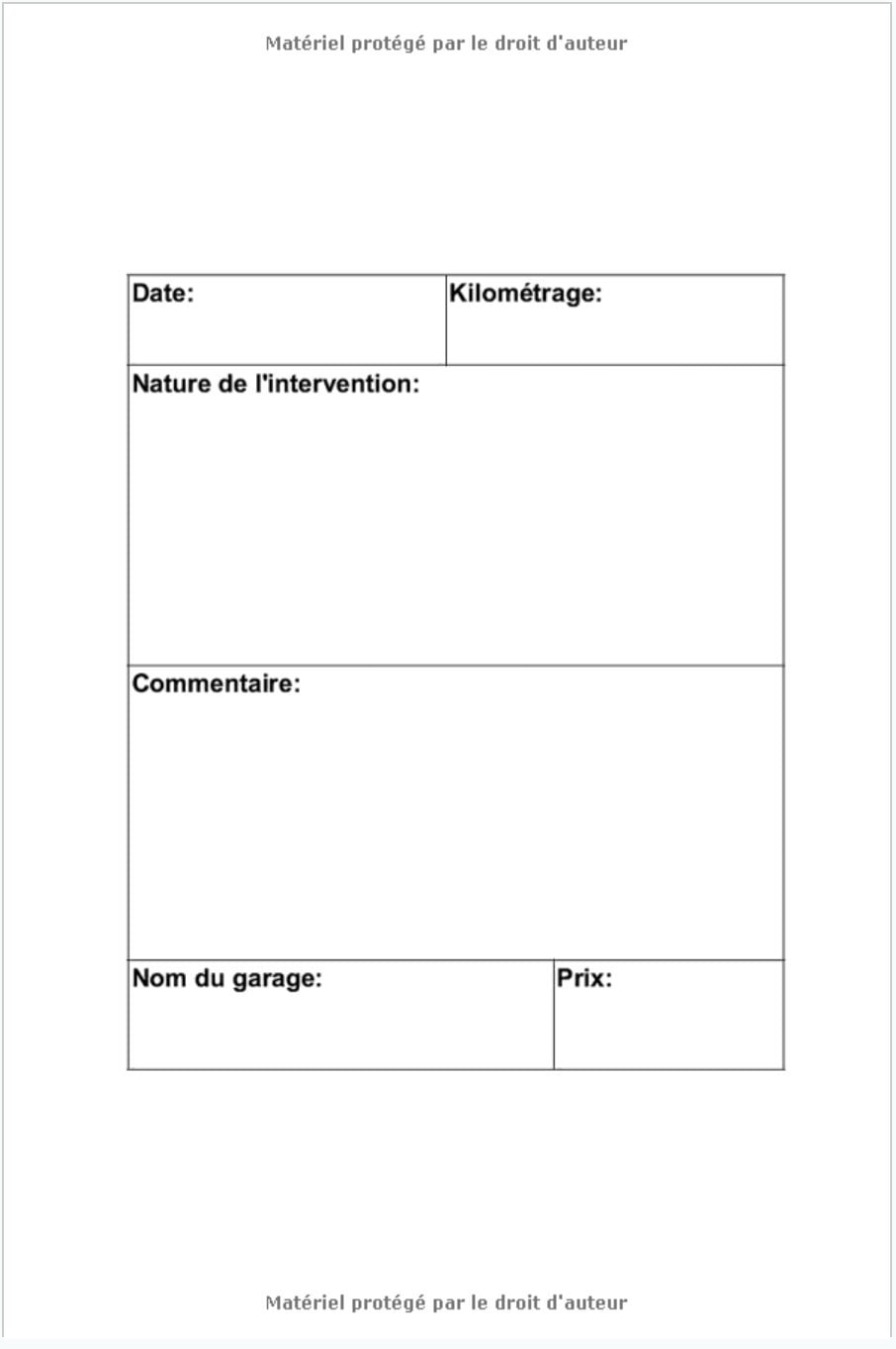 Carnet d'entretien voiture auto - 100 pages préfabriquées - 15 x 22 cm