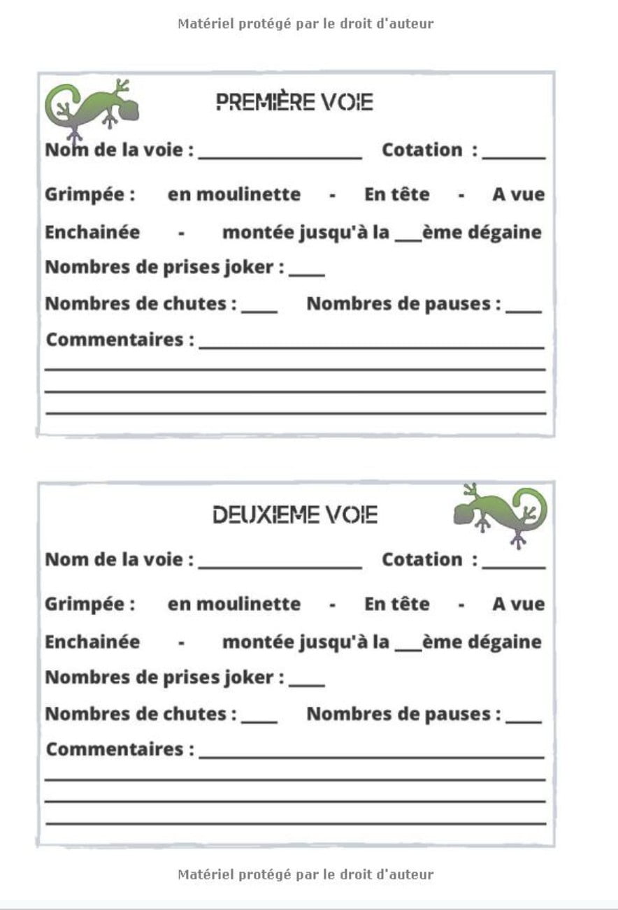 Carnet d’entrainement Escalade - 125 pages - 16,99 X 24,40 cm