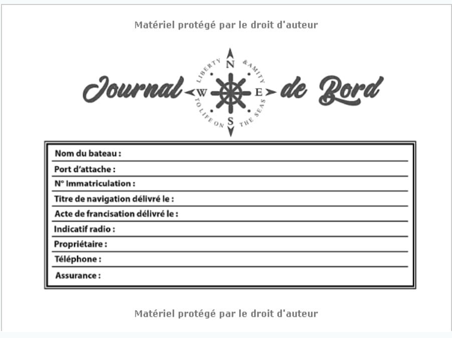 Livre de bord navigation bateau - suivi de sécurité du navire 20 x 15 cm - 150 pages