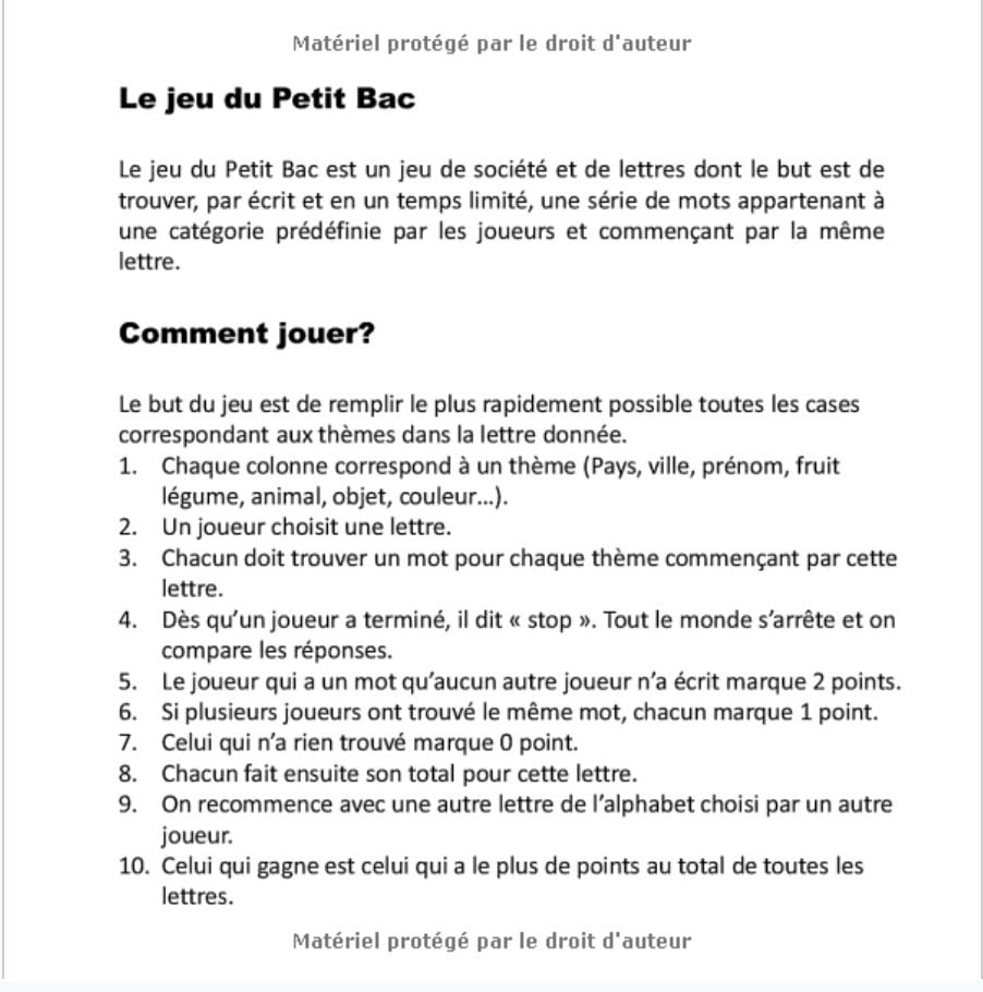 Jeu Du Petit Bac : Carnet de grilles - 100 feuilles de score - 100 pages Format 21,5 x 21,5 cm