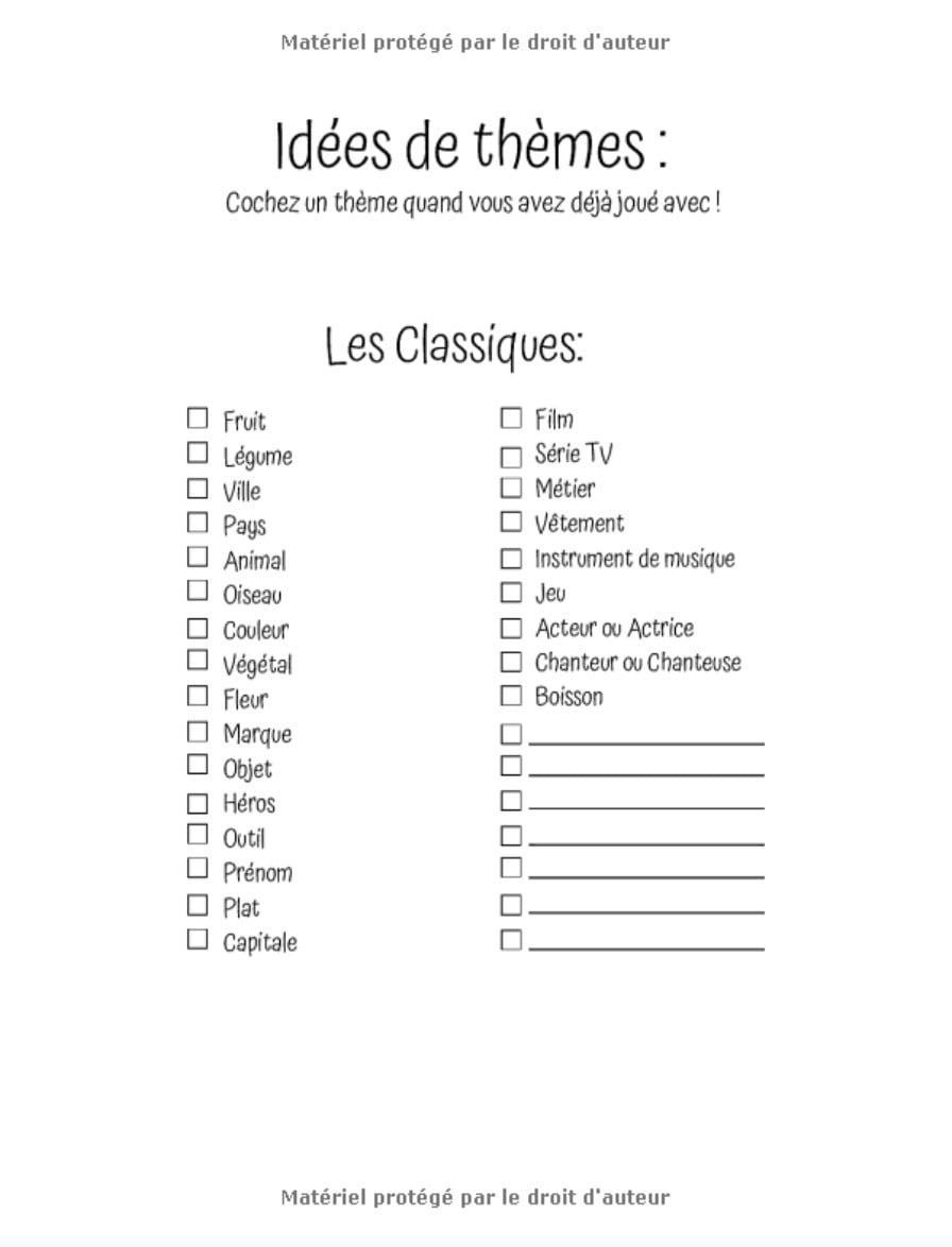 Le Baccalauréat - Le JEU - carnet de grilles + de 100 THEMES - 108 pages Format A4