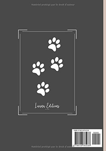 Carnet d'entrainement agility chien - 52 semaines pour suivre l'évolution - 209 pages Format 18 x 25 cm